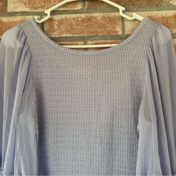 Anthropologie Balloon Sleeve Smocked Top Blouse Women’s Small S Purple - Picture 3 of 11